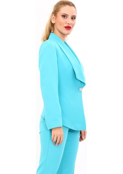 Amerikan Yaka Klasik Ceket-Turkuaz fırsatları