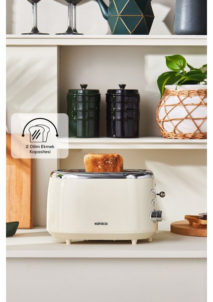 Krem Renkli Ekmek Kızartma Makinesi, Pratik ve Şık Tasarım