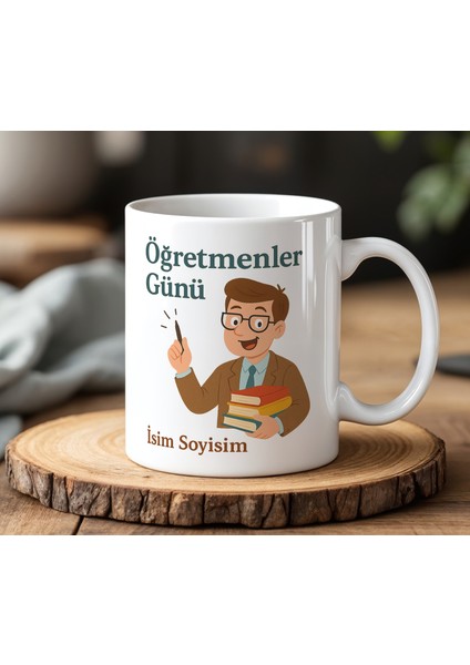 Kişiye Özel Öğretmenler Günü Baskılı Seramik Kupa Bardak 330 ml