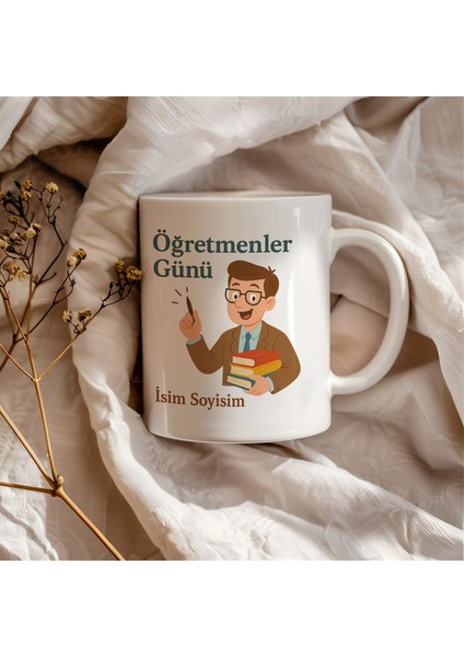 Kişiye Özel Öğretmenler Günü Baskılı Seramik Kupa Bardak 330 ml