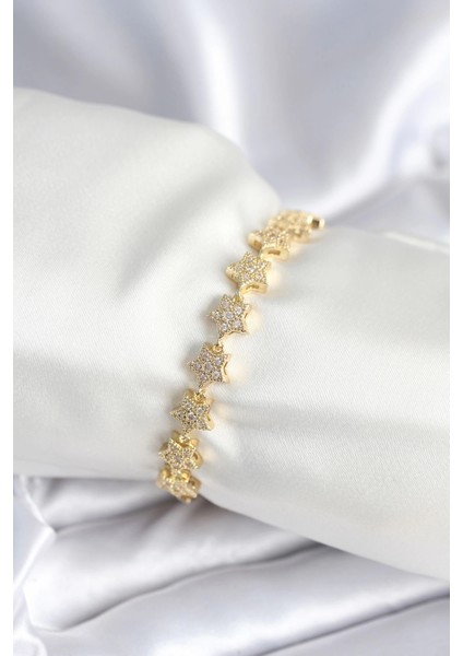 Pirinç Gold Renk Yıldız Model Kadın Bileklik