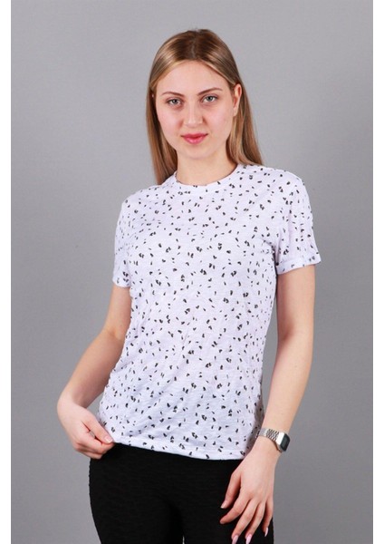 Kadın Bisiklet Yaka T-Shirt Tşört