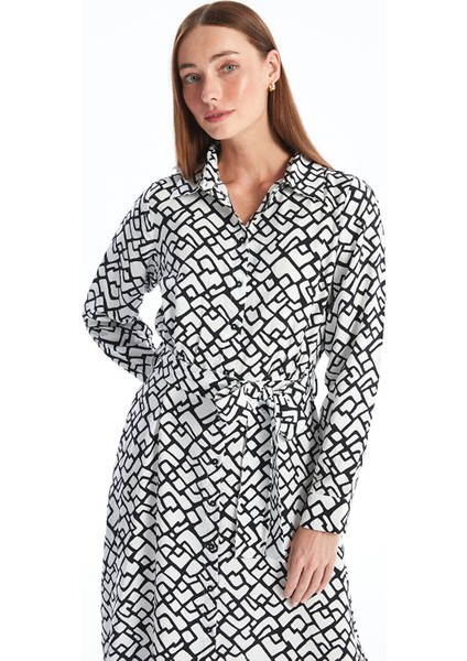 Yeni Sezon Desenli Uzun Kollu Kadın Gömlek Elbise fiyatları