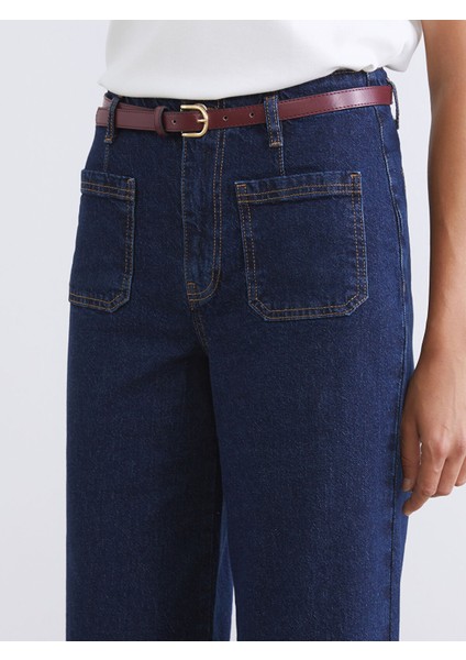 Yeni Sezon Beli Kemerli Wideleg Kadın Jean Pantolon modelleri