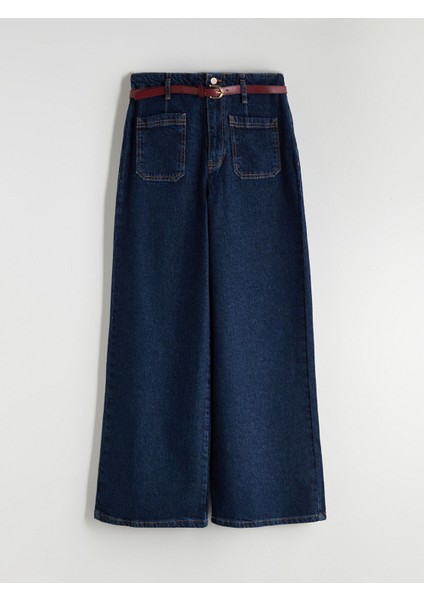 Yeni Sezon Beli Kemerli Wideleg Kadın Jean Pantolon indirimleri