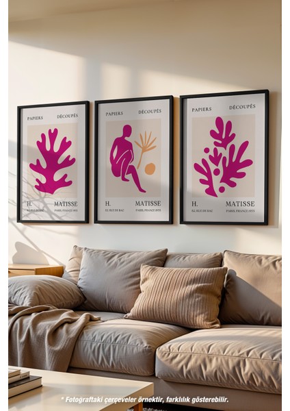 Matisse Modern 3'lü Siyah Çerçeveli Poster, Tablo Seti No:23
