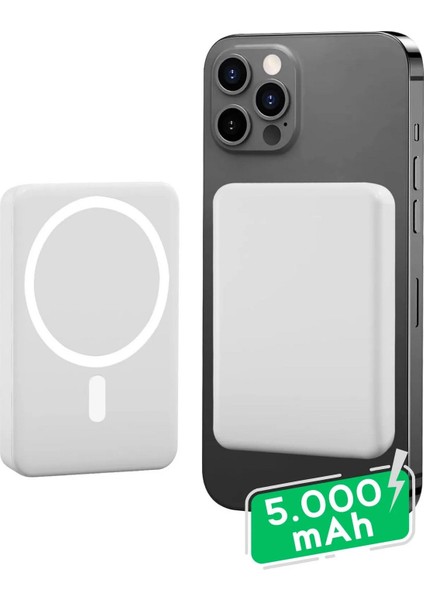 Iphone Uyumlu 5000 Mah Wireless Magsafe Batarya-Kablosuz Şarj Powerbank