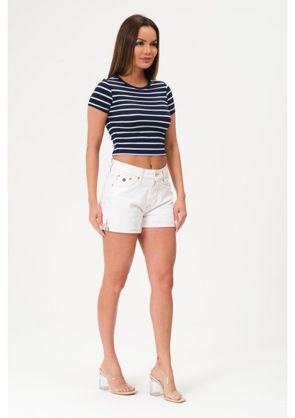 Kadın Crop Bluz Bisiklet Yaka Krop modelleri