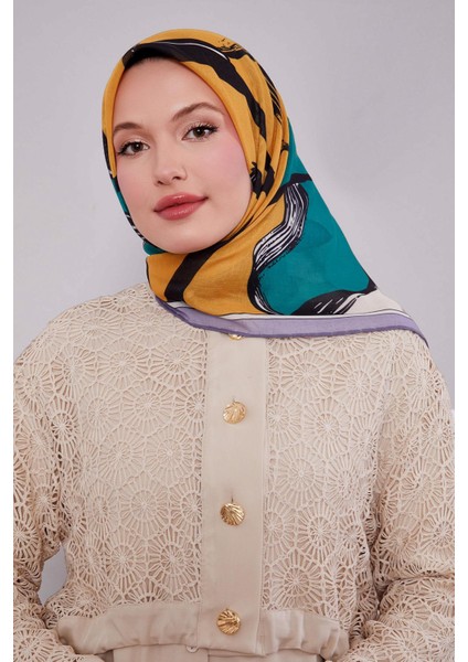 Lila Soyut Desen Soft Eşarp modelleri