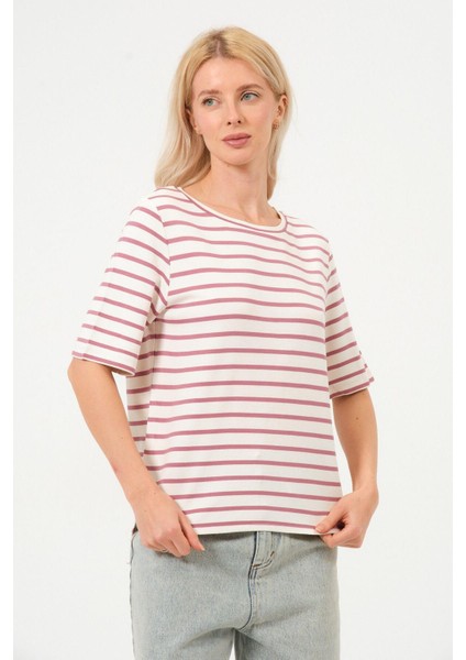 Kadın Çizgili Tişört Oversize T-Shirt modelleri