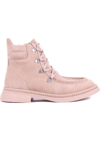 - Hakiki Süet Deri Bej Rengi Kadın Deri Bot - 25101955