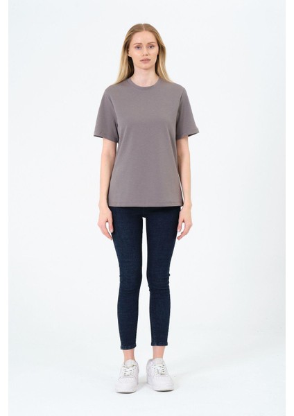 Kadın Bisiklet Yaka Kısa Kollu Basic T-Shirt - Interlok Kumaş