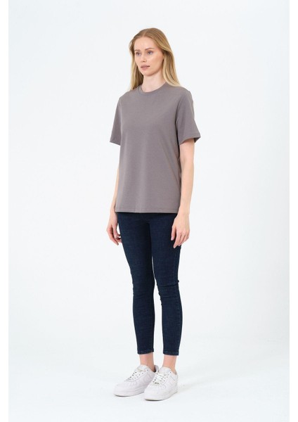 Kadın Bisiklet Yaka Kısa Kollu Basic T-Shirt - Interlok Kumaş fiyatları