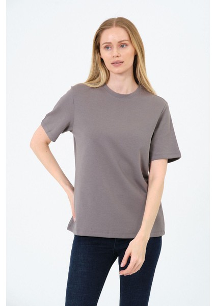 Kadın Bisiklet Yaka Kısa Kollu Basic T-Shirt - Interlok Kumaş indirimleri