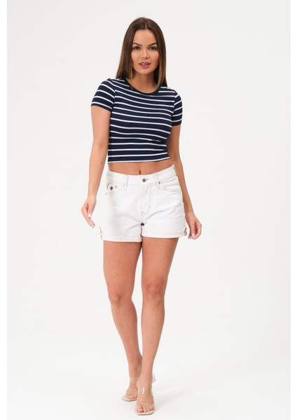 Kadın Crop Bluz Bisiklet Yaka Krop indirimleri