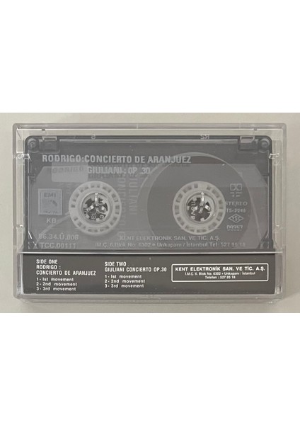 Rodrigo Concierto De Aranjuez Giuliani Op.30 Kaset (Orijinal Dönem Baskı Kaset) fiyatları