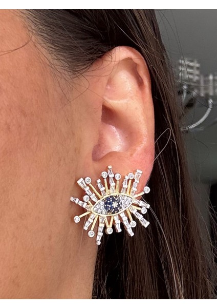 Özel Seri Zirkon Taşlı Büyük Göz Küpe