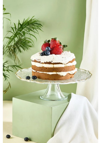 Goblen 28 cm Şeffaf Ayaklı Pasta Tabağı Standı