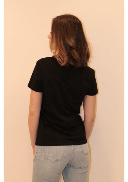 Kadın Bisiklet Yaka T-Shirt %100 Pamuk Tişört fırsatları