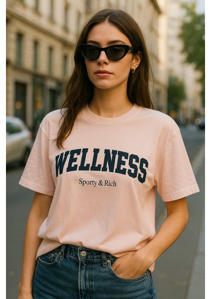 Kadın Basic T-Shirt Oversize Crop Rahat Kalıp Baskılı Tişört %100 Pamuk Kısa Kollu Tişört