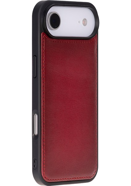 Apple iPhone 17 Air Için, Hakiki Deri, El Yapımı Cüzdanlı Kılıf, Magsafe ile Uyumlu, Iç Yüzeyi Kadife, Kırmızı indirimleri
