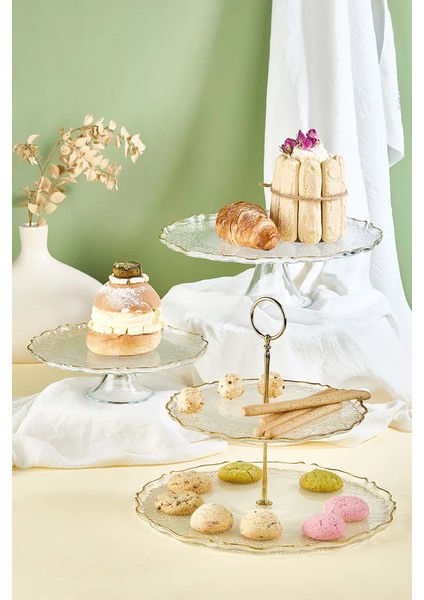 Goblen Şeffaf 5 Parça Pasta/tatlı Sunum ve Servis Seti