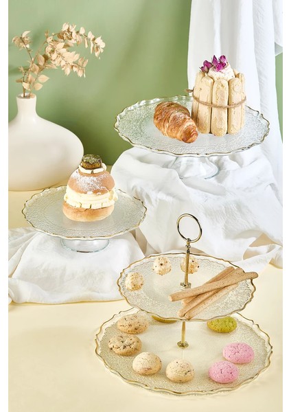 Goblen Şeffaf 5 Parça Pasta/tatlı Sunum ve Servis Seti fiyatları