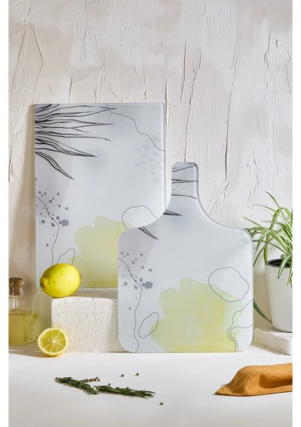 Bohemian 2\\\'li Cam Kesme Tahtası Seti - 25X35 - Isıya Dayanıklı Kırılmaz Kesme Tahtası