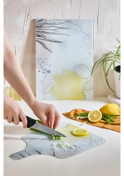 Bohemian 2\\\'li Cam Kesme Tahtası Seti - 25X35 - Isıya Dayanıklı Kırılmaz Kesme Tahtası fiyatları