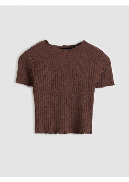 Yeni Sezon Bisiklet Yaka Dokulu Kadın Tişört