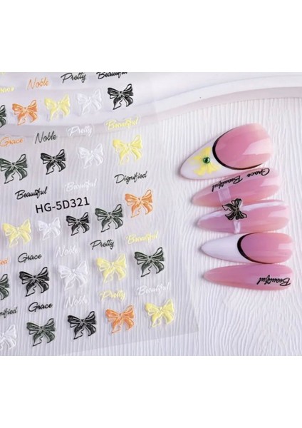 Pastel Kurdele Tırnak Süsleme Stickerı Nail Art Süslemeleri