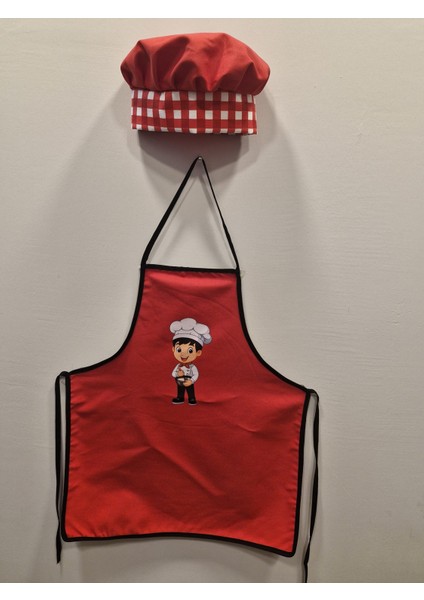 Erkek Çocuk Aşçı Önlük Şapka Takımı