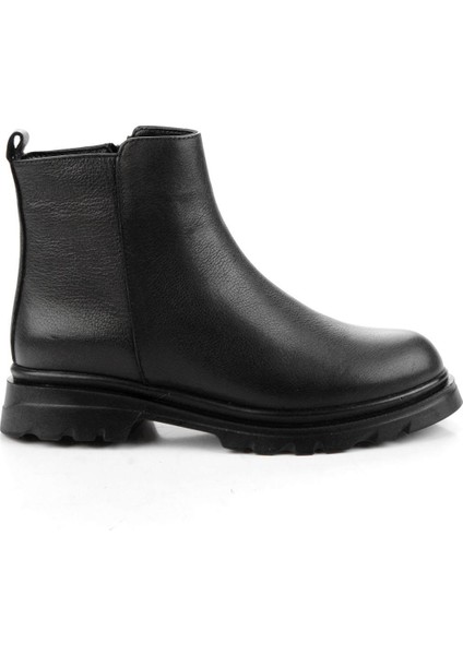 Siyah Hakiki Deri Kadın Bot & Bootie K02645012503