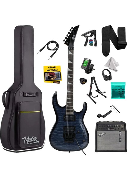 Crade-St Blue Rosewood Klavye Super Strat Kasa Hh Yüksek Kaliteli Elektro Gitar