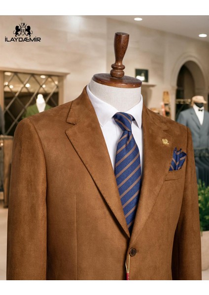 Italyan Kesim Özel Tasarım Erkek Blazer Süet Ceket Tarçın fiyatları