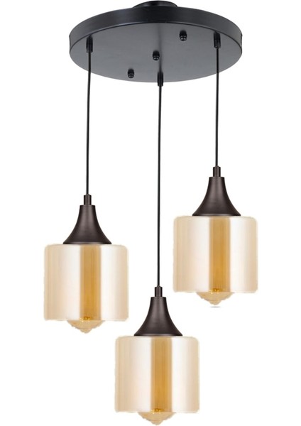 Mat Siyah 3'lü Yuvarlak Avize, Modern ve Şık Aydınlatma Seçeneği