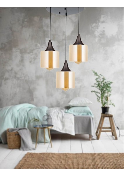 Mat Siyah 3'lü Yuvarlak Avize, Modern ve Şık Aydınlatma Seçeneği modelleri