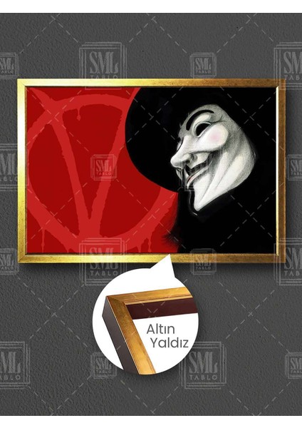 V For Vendetta Filmi Afiş Maske Fikirlere Kurşun Istemez Çerçeveli Yatay Kanvas Tablo