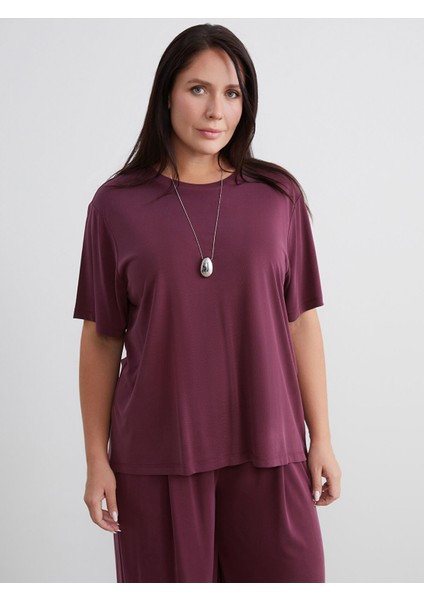 Yeni Sezon Büyük Beden Modal Karışımlı Kadın Tişört