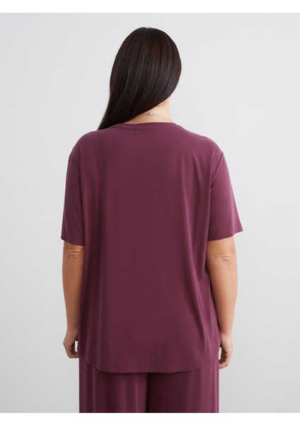 Yeni Sezon Büyük Beden Modal Karışımlı Kadın Tişört fırsatları