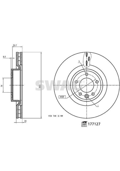 33103918 - Fren Dıskı On 19 Inc Range Rover Sport 2 L494 13 16 Range Rover 4 Vogue L405 12 Dıscovery 5 L462 16