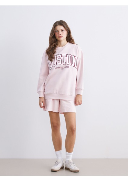Yeni Sezon Boston Nakışlı Oversize Kadın Kalın Sweatshirt fiyatları
