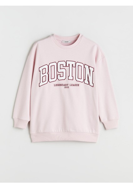 Yeni Sezon Boston Nakışlı Oversize Kadın Kalın Sweatshirt indirimleri