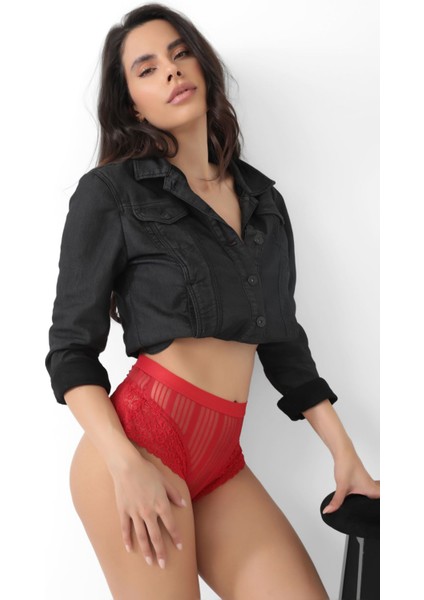 Kırmızı Kadın Çizgili Külot VERONICA-K1009 modelleri