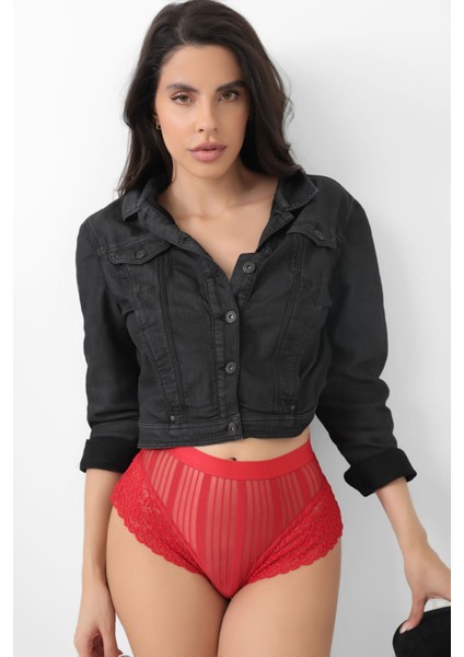 Kırmızı Kadın Çizgili Külot VERONICA-K1009 fırsatları