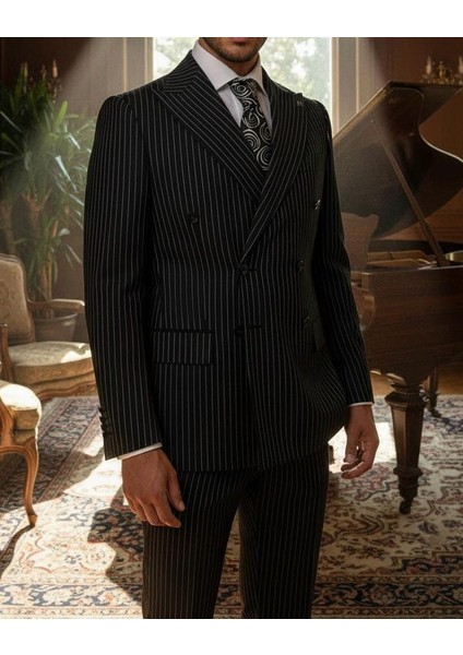 Modern Fit Kruvaze Çizgili Takım Elbise fiyatları