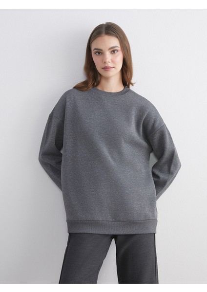 Yeni Sezon Bisiklet Yaka Oversize Kadın Sweatshirt Tunik