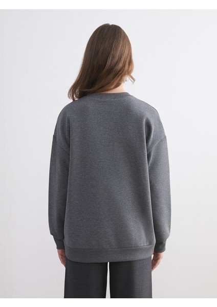 Yeni Sezon Bisiklet Yaka Oversize Kadın Sweatshirt Tunik fırsatları