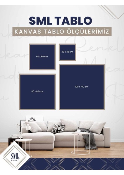Duvardan Çıkan Beyaz Heykel Altın Daire Çerçeve Lacivert Gold Dekor Çerçeveli Kare Kanvas Tablo modelleri