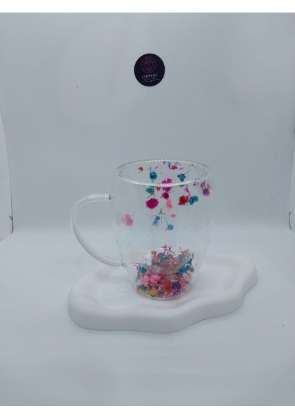 Isıya Dayanıklı Çift Cidarlı Kurutulmuş Canlı Çiçekli Kupa modelleri